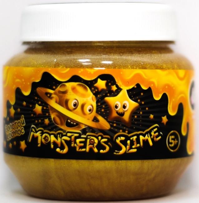 Лизун Monster's Slime Классический большой с блестками золотой космос фото