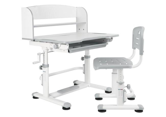 Комплект Anatomica Legare парта + стул + надстройка + выдвижной ящик белый/серый фото